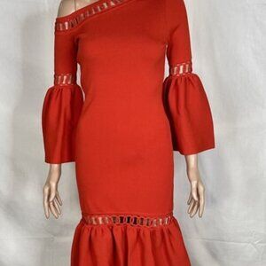 Jonathan Simkhai Off-Shoulder Knee-Length Dress – Red – Women’s XS